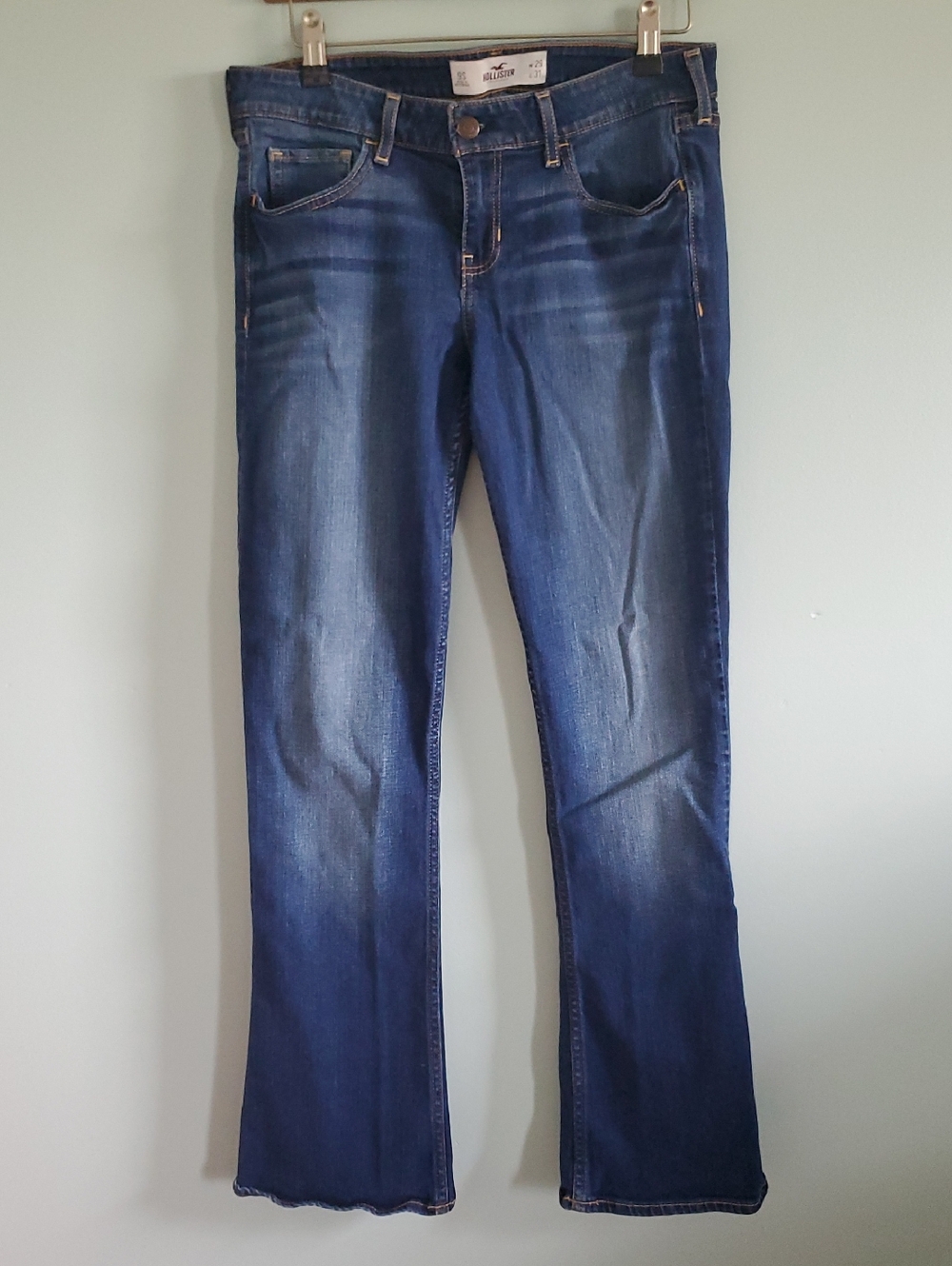 Hollister Indigo Flare Jeans with Faded Whiskering
